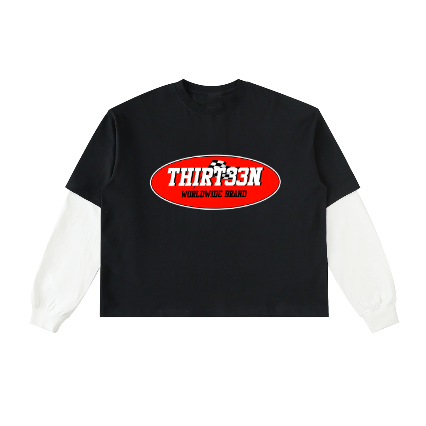 SN1P3R S3 Layered Contrast Sleeve Cotton T-Shirt