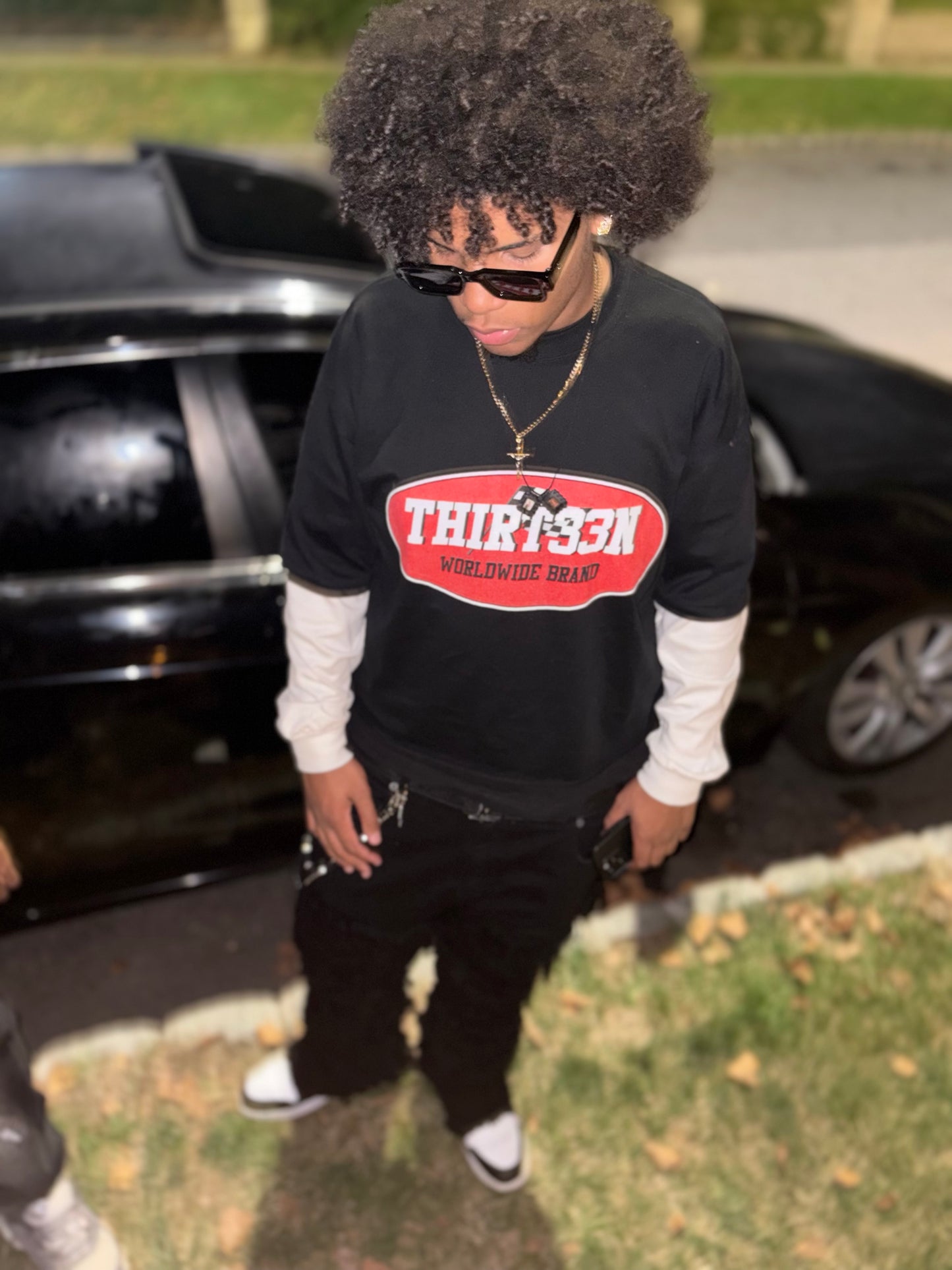 SN1P3R S3 Layered Contrast Sleeve Cotton T-Shirt