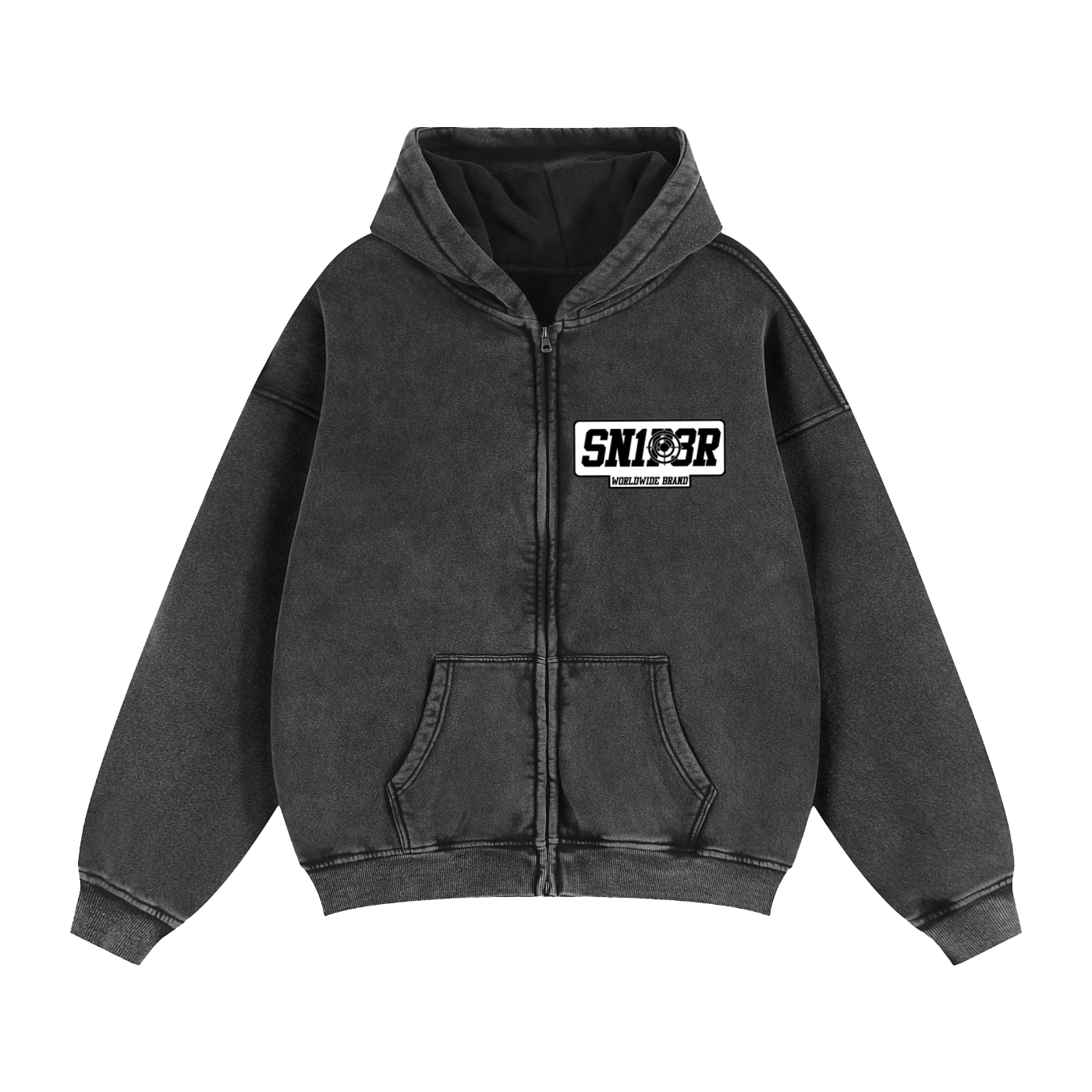 SN1P3R S3 Zip-Through Boxy Fleece Hoodie