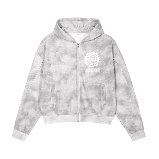 SN1P3R S2 Dirty Washed Zip-Up Fleece Hoodie